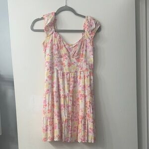 Hollister Floral Mini Dress - Pink and Yellow